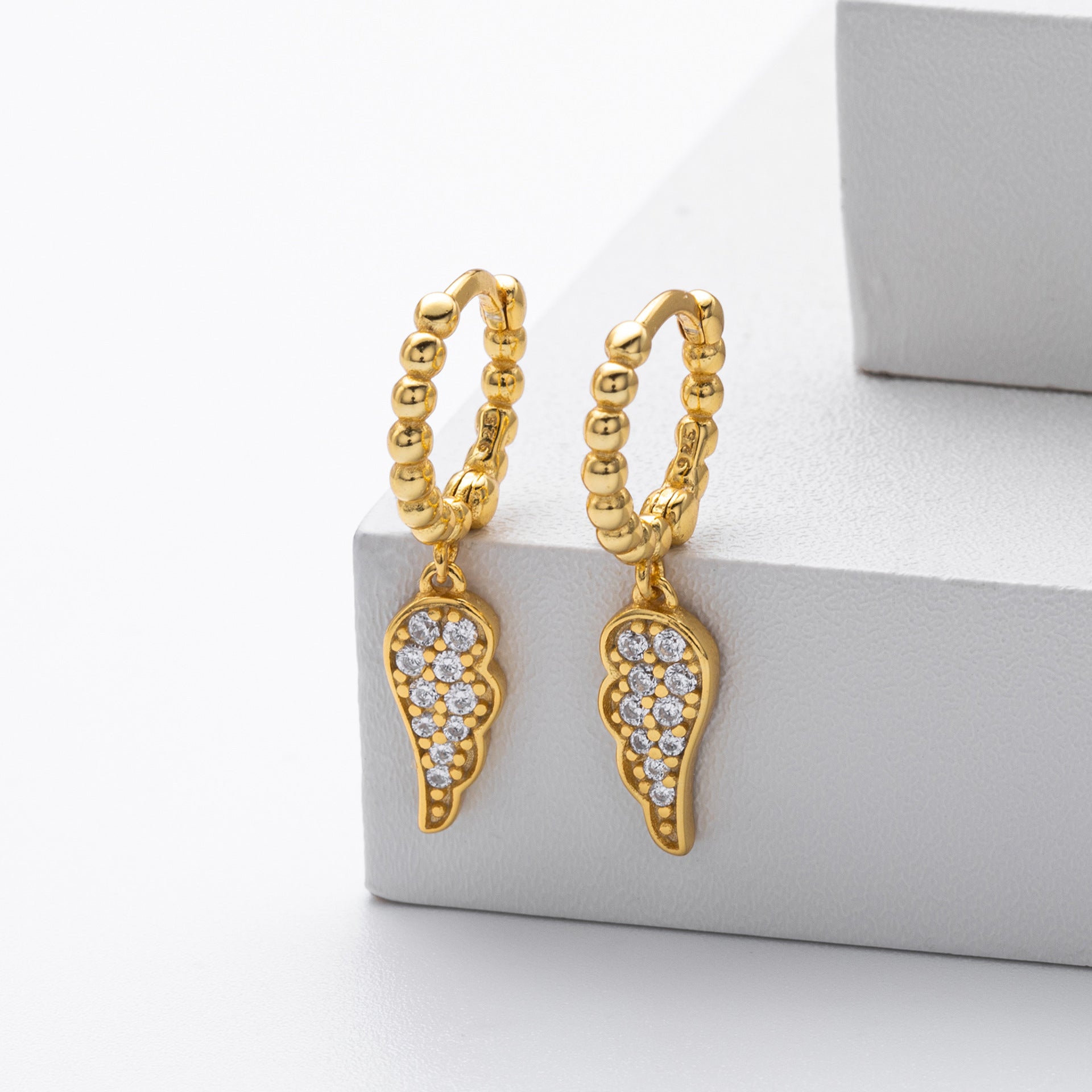 Damen Ohrhänger mit luxuriösem Engelsflügel-Design aus hochwertigem 925 Sterling Silber Shop Nory