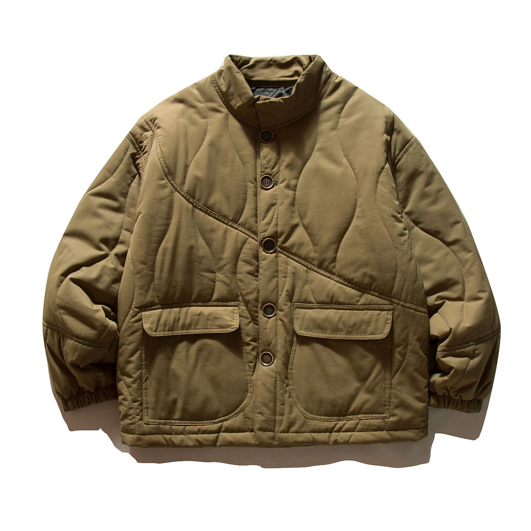 Herren Kurz geschnittene gesteppte Field‑Blousonjacke mit Wellensteppung, Stehkragen und Pattentaschen Shop Nory