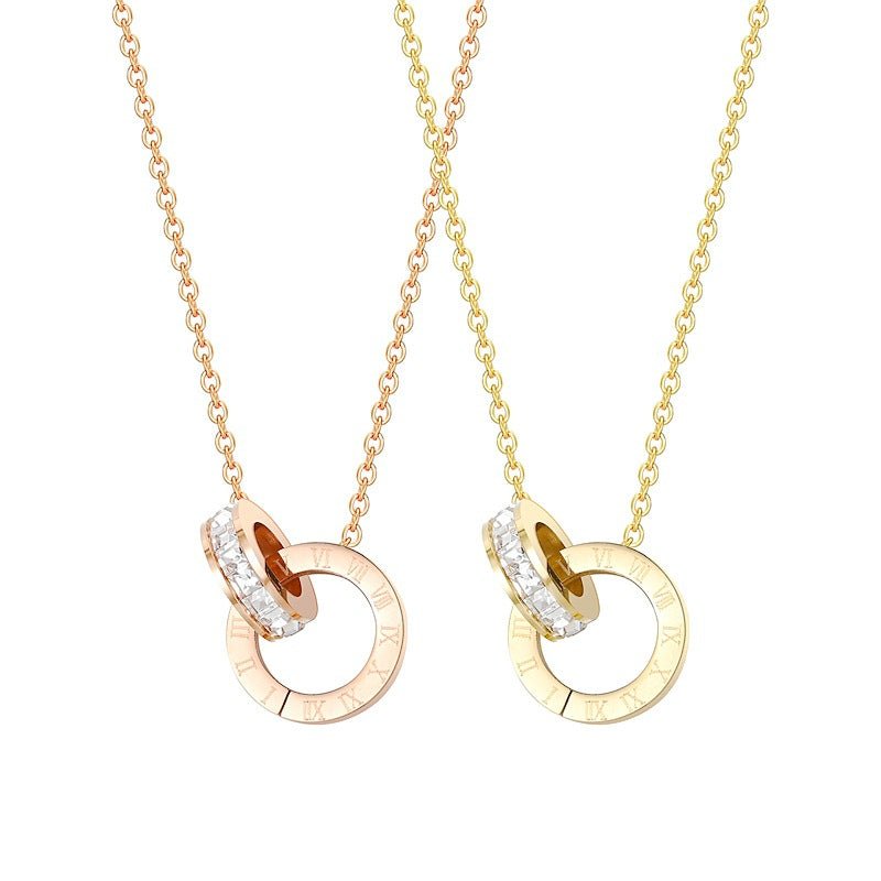 Damen elegante Halskette mit doppeltem Anhänger Shop Nory