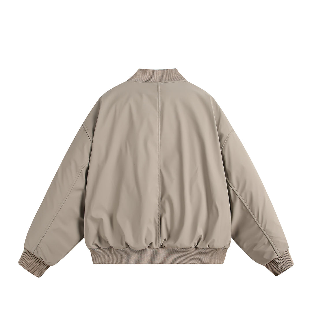 Unisex Kurz geschnittene Oversize-Pufferjacke mit Utility-Ärmeltasche und Rippenbündchen Shop Nory