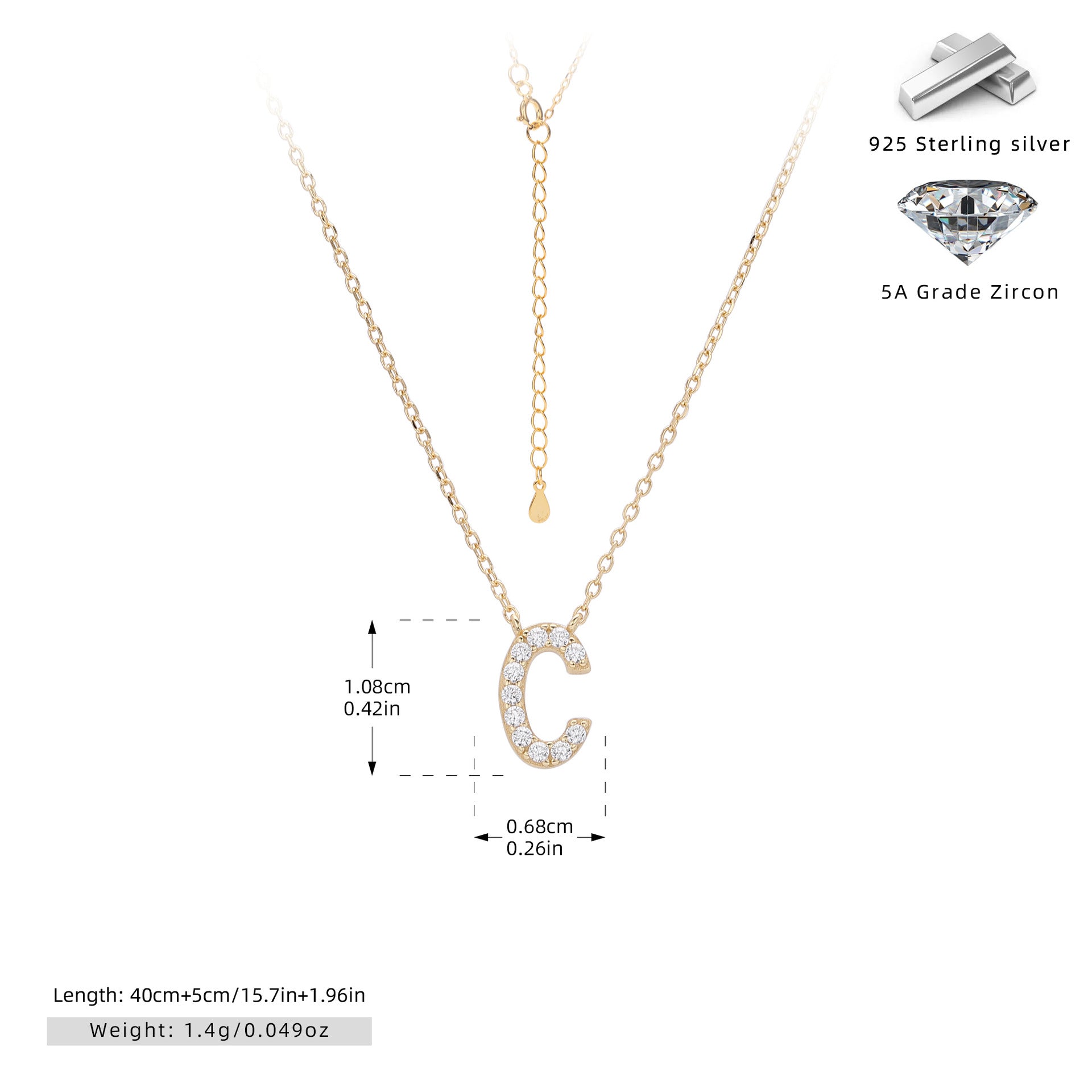 Damen Halskette mit Z-Anhänger und funkelnden Zirkonia Shop Nory