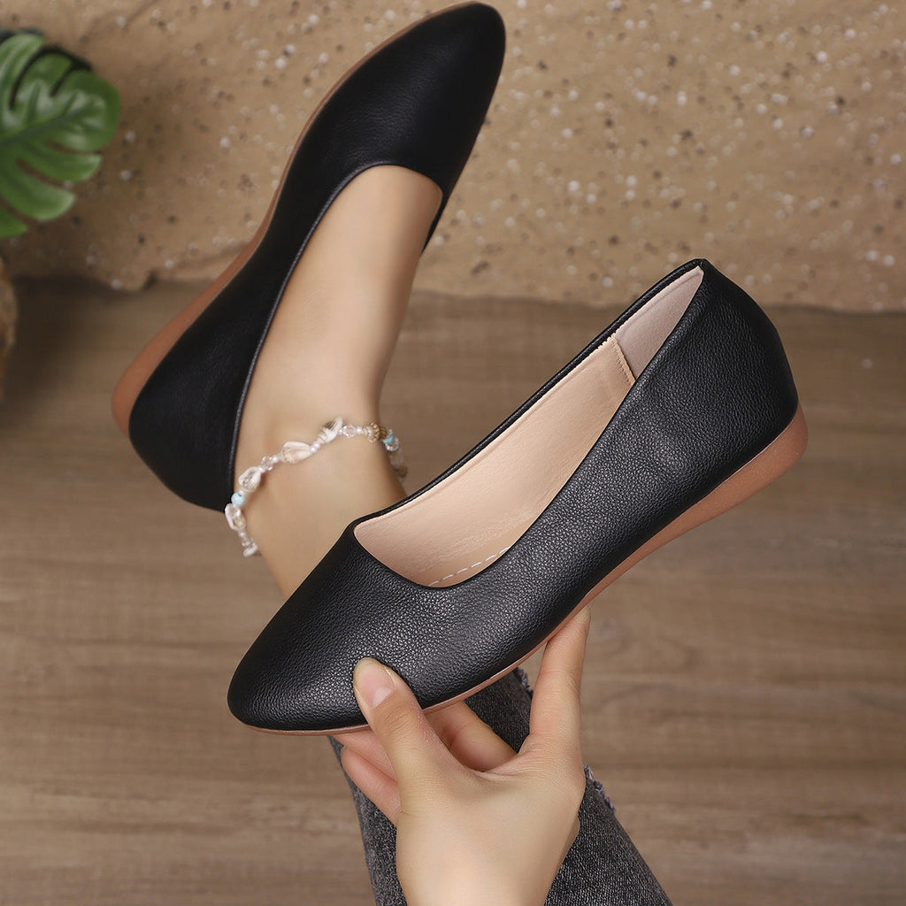 Damen Ballerinas aus weichem Leder mit elegantem Schalen-Ausschnitt