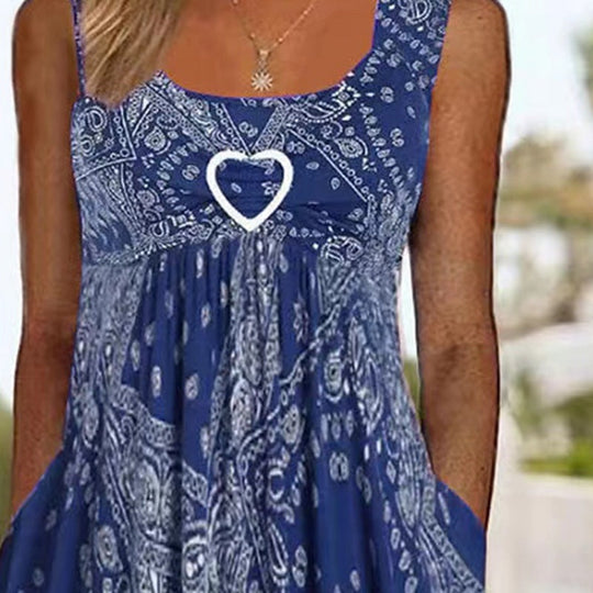 Damen Sommerliches Maxikleid mit elegantem Bandana-Muster und praktischen Taschen