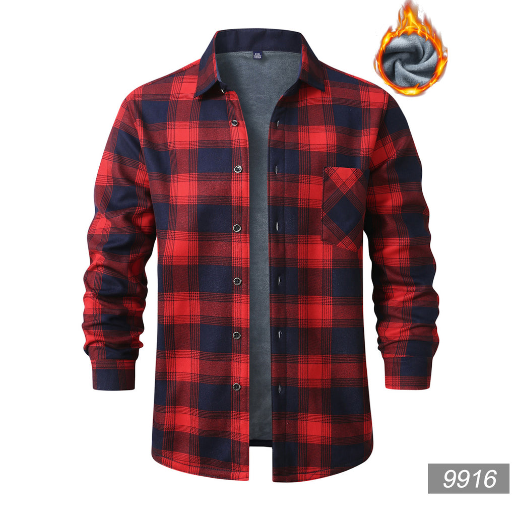 Herren kariertes Flanellhemd mit wärmender Fleece-Innenlage und aufgesetzter Brusttasche Shop Nory
