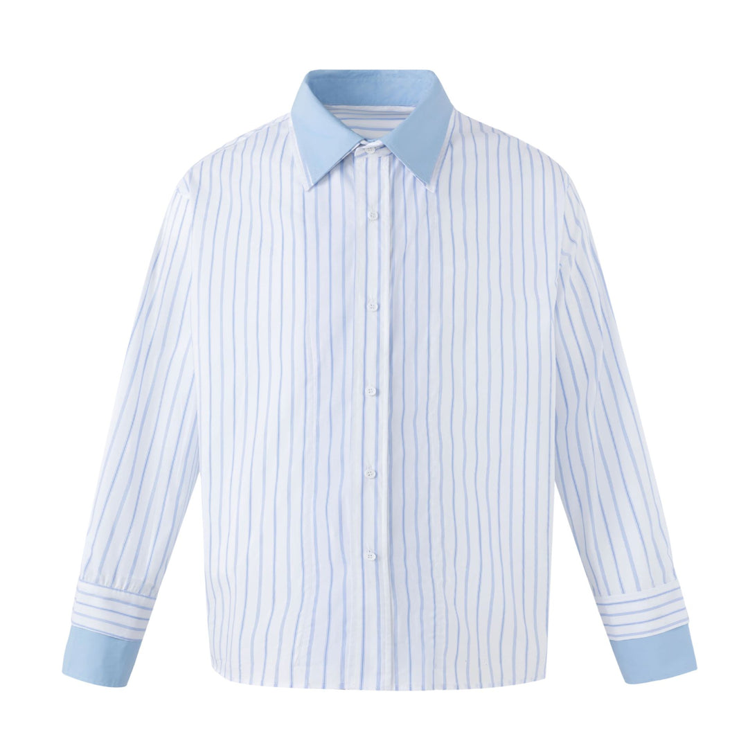 Damen Gestreiftes Oversize-Hemd mit kontrastreichem Kentkragen Shop Nory