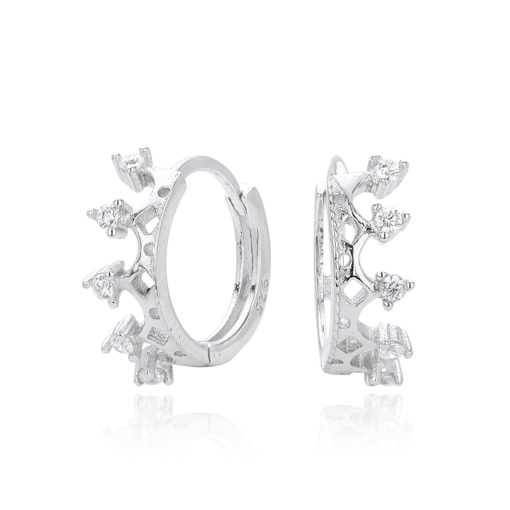 Damen Creolen mit funkelndem Zirkon und elegantem Kronen-Design Shop Nory