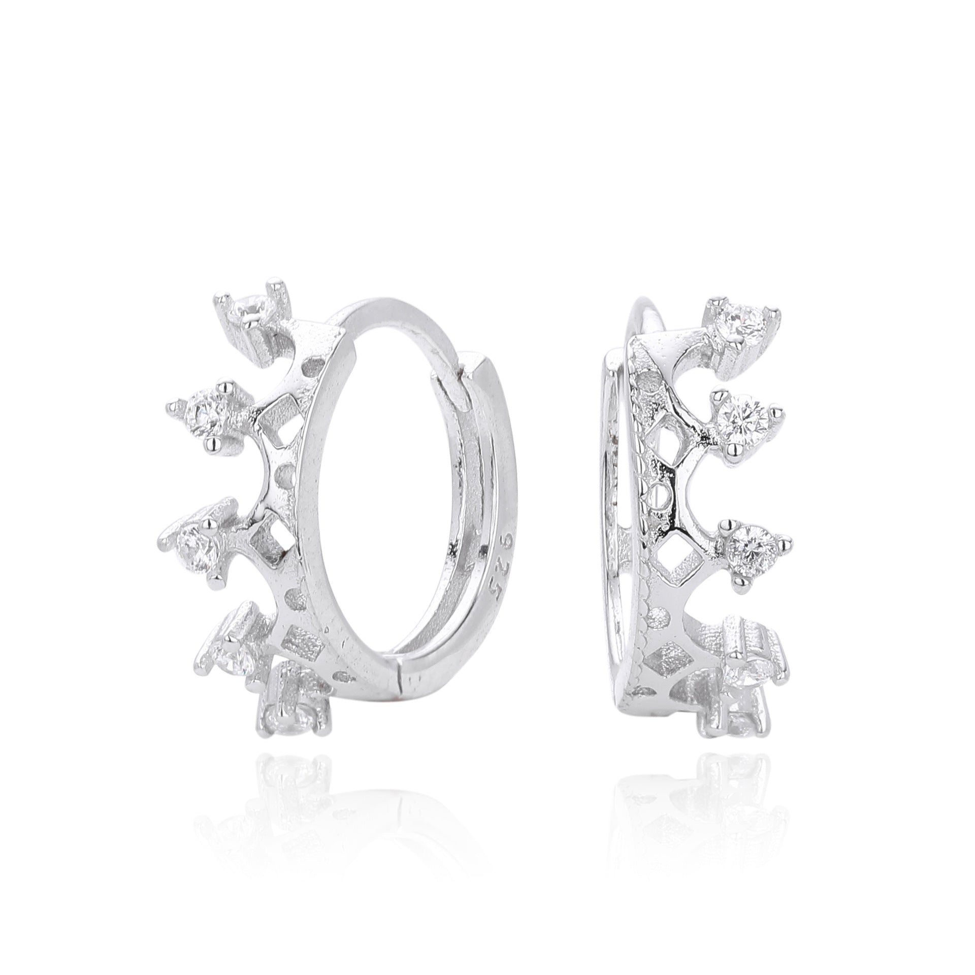 Damen Creolen mit funkelndem Zirkon und elegantem Kronen-Design Shop Nory