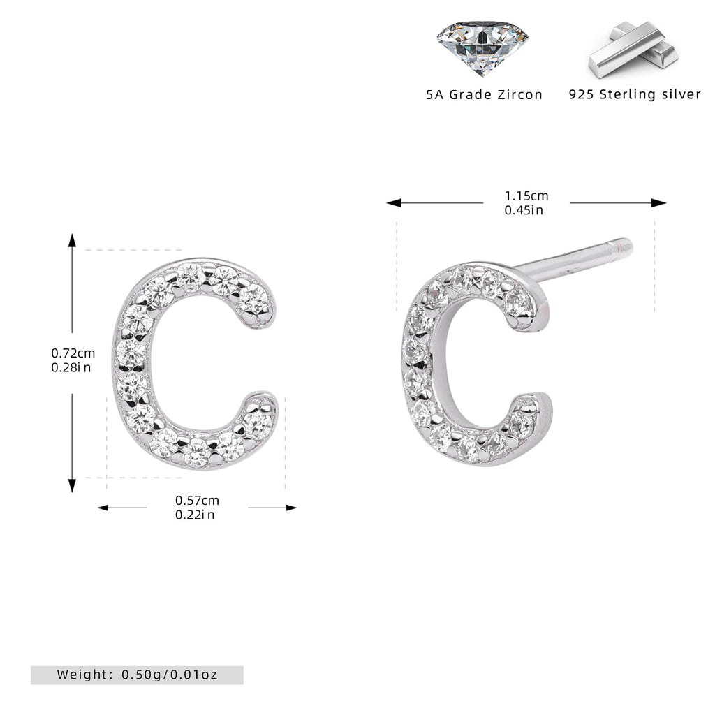 Damen Ohrstecker aus 925 Sterling Silber mit luxuriösem Zirkonbuchstaben R Shop Nory