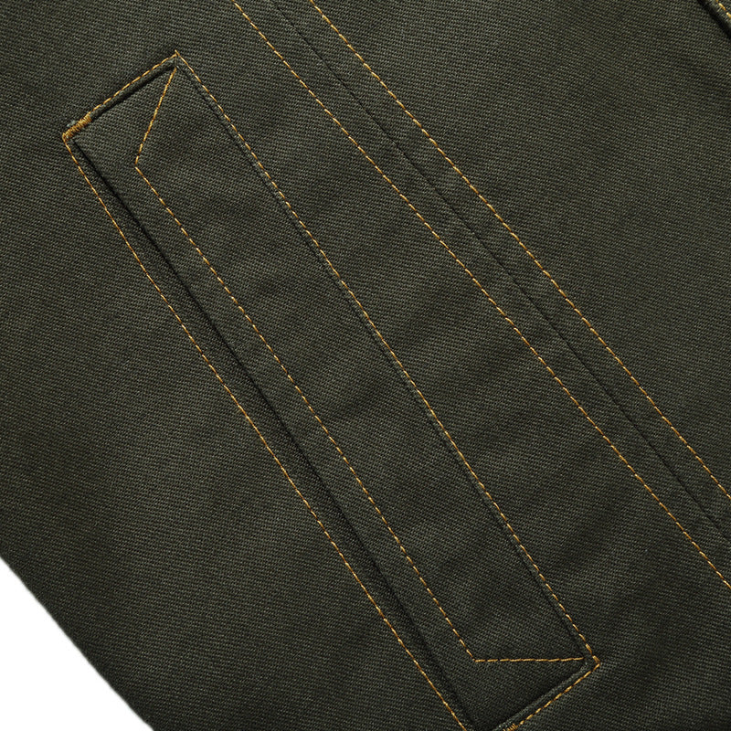 Herren Military‑inspirierte Canvas‑Fieldjacke mit kontrastierenden Ziernähten und Brustklappen Shop Nory