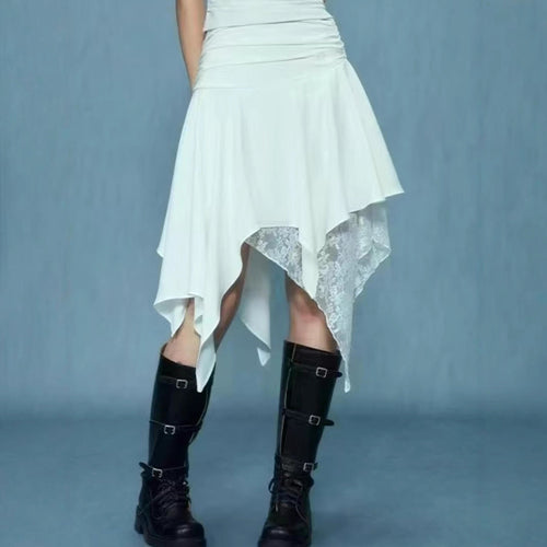 Damen asymmetrischer Spitzenrock mit Raffung und elegantem Design