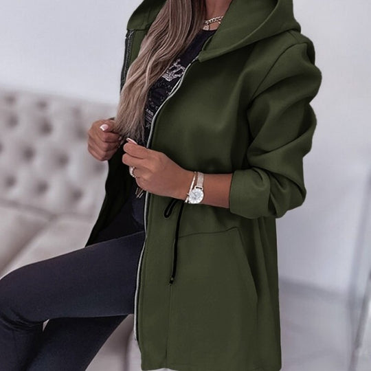 Damen Leichter Kapuzenparka mit Tunnelzug und Zweifachreißverschluss Shop Nory