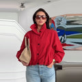 Damen Modische Kurzjacke mit hohem Kragen und elastischem Bund