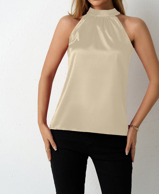 Damen Satin-Hochkragenoberteil mit elegantem Schnitt