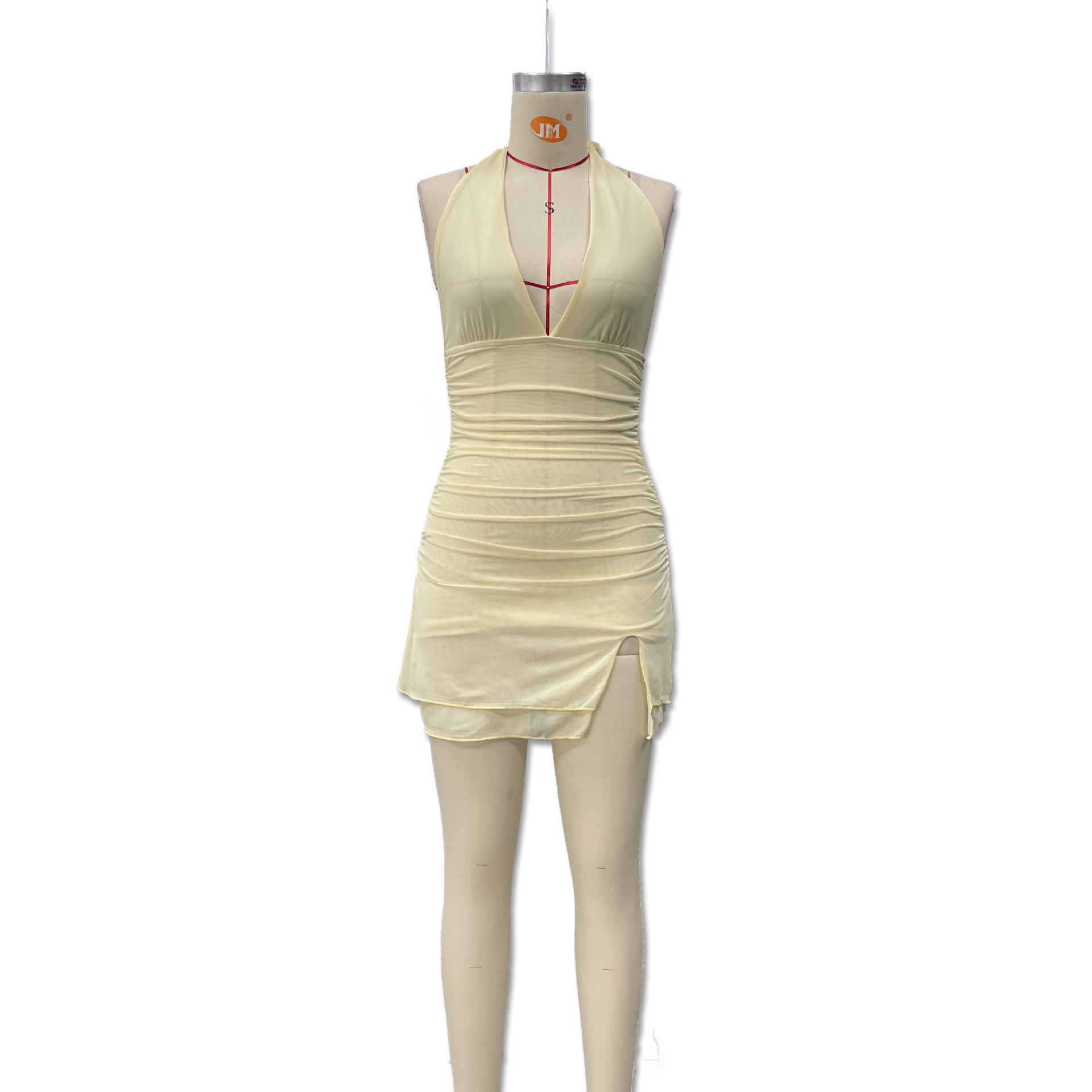 Damen Halterkleid mit tiefem Ausschnitt und sexy Schlitz