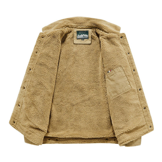 Herren Sherpa-gefütterte Canvas-Fieldjacke mit Teddyfutter und Brusttaschen Shop Nory