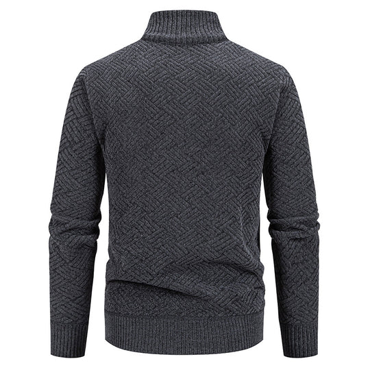 Herren Strick-Zipjacke mit geometrischem Strukturmuster und Stehkragen Shop Nory