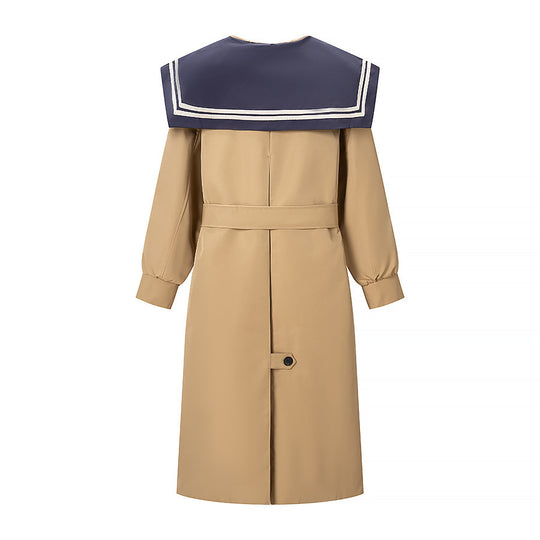 Damen Trenchcoat mit übergroßem Matrosenkragen, Taillengürtel und verdeckter Knopfleiste Shop Nory