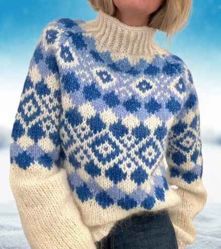 Damen nan kuscheliger Norweger-Strickpullover mit Stehkragen und Oversize-Passform Shop Nory