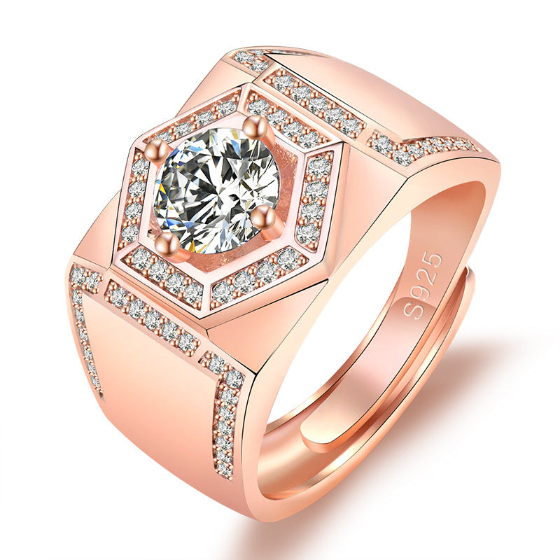 Damenring mit hexagonalem Design und funkelndem Zirkonia-Besatz Shop Nory