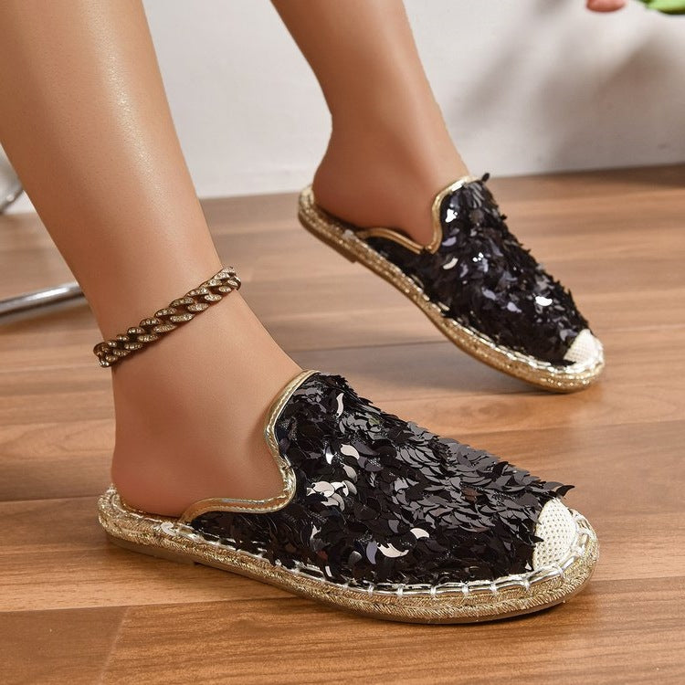 Damen Glitzernde Espadrilles mit bequemer Einlegesohle