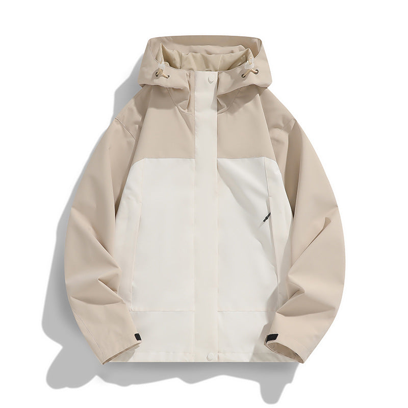 Herren Zweifarbige Softshell-Fieldjacke mit Kapuze, winddichtem Obermaterial und minimalistischen Eingriffstaschen Shop Nory