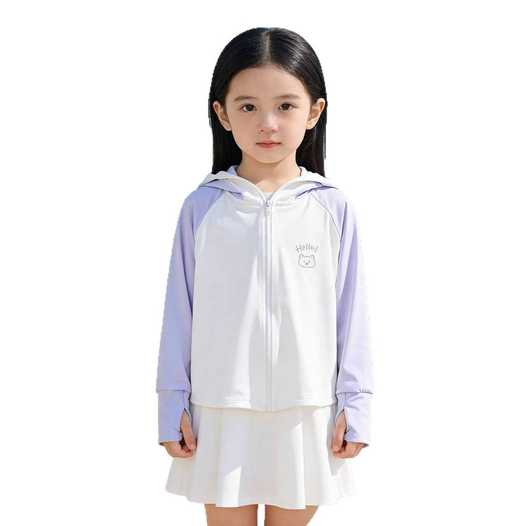Damen nan leichte Kinder-Sonnenjacke mit Kapuze, atmungsaktivem Material und UV-Schutz  Shopnory