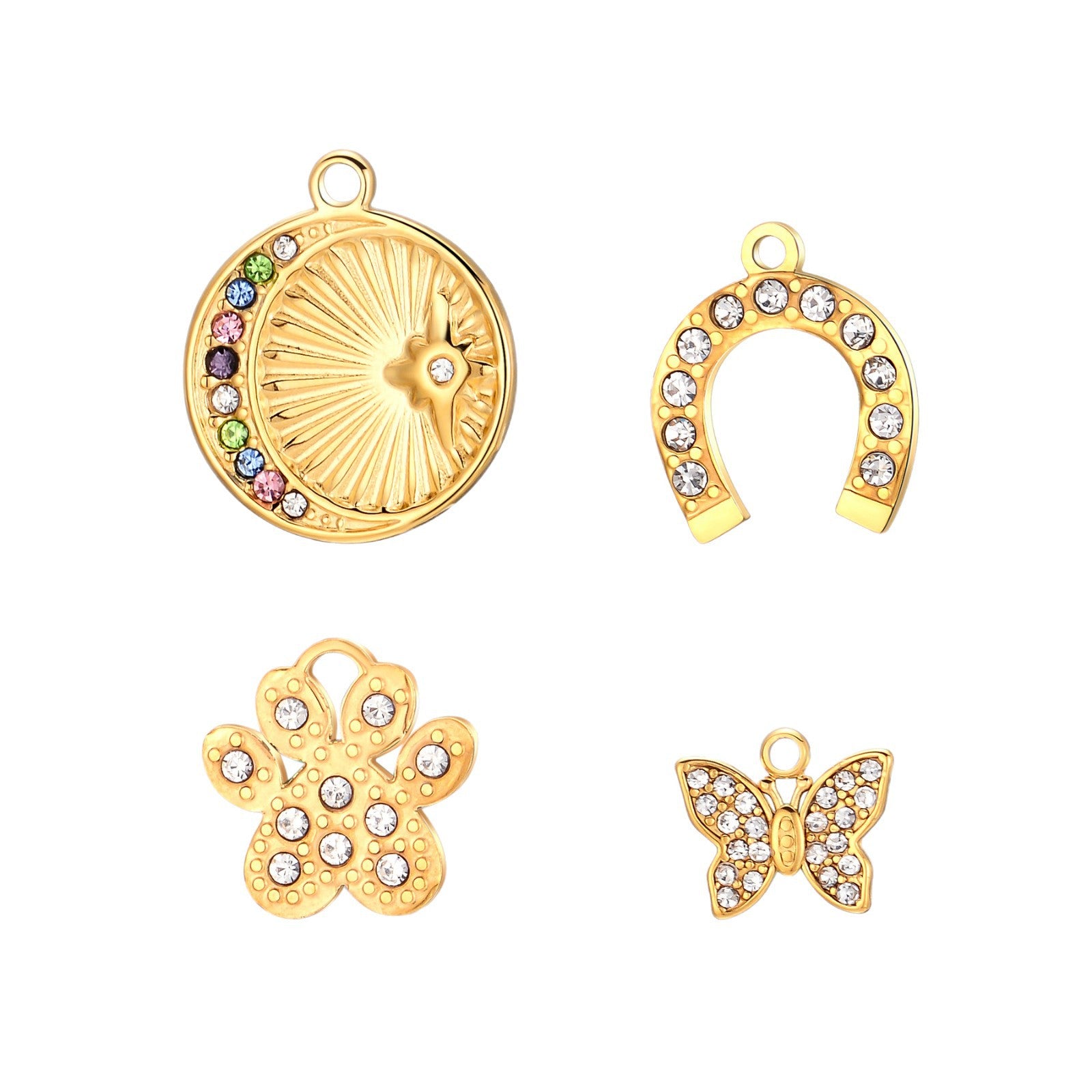 Damen Anhänger mit detaillierter Sonnenscheindesign und bunten Kristallen Shop Nory