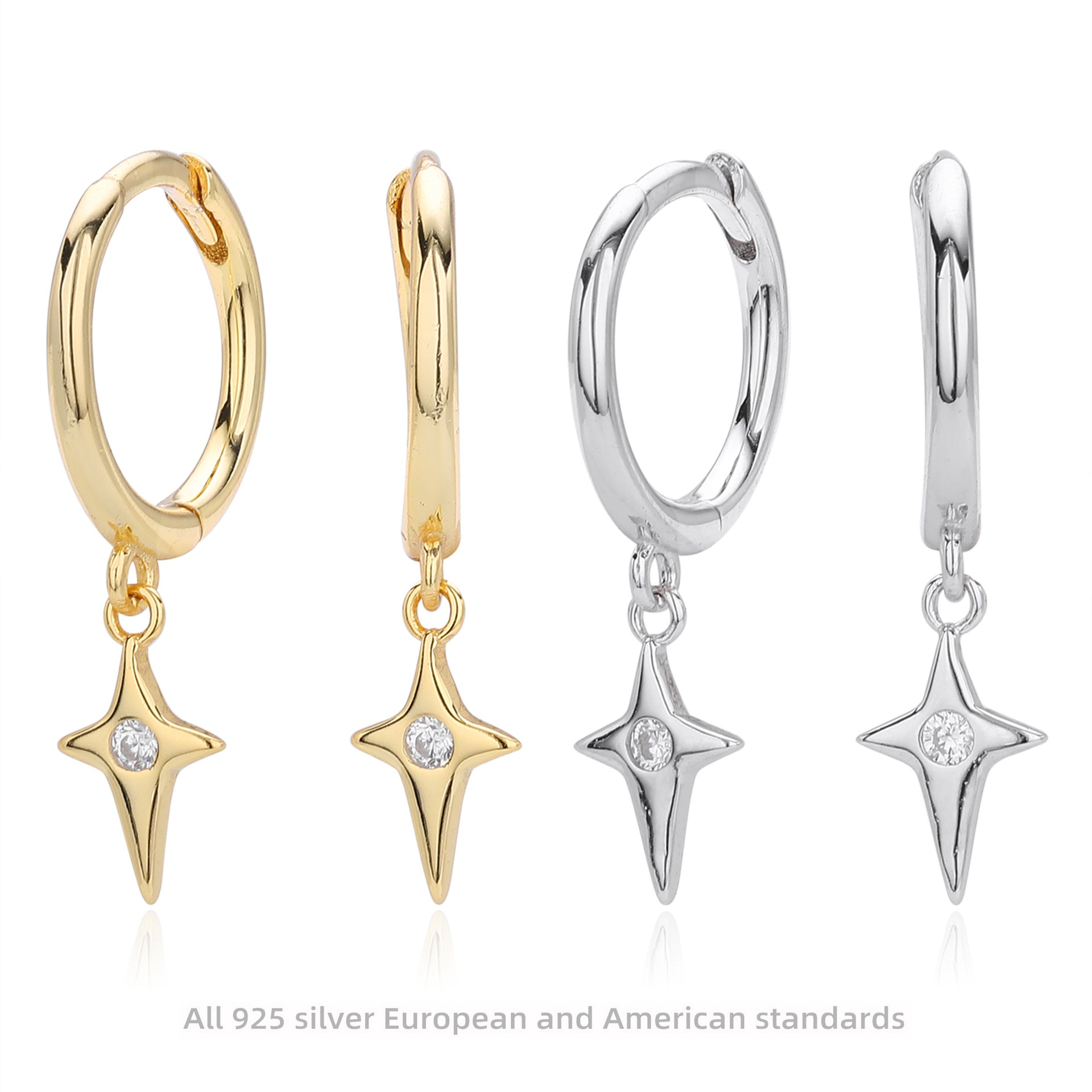 Damen Ohrhänger mit funkelndem Zirkonmotiv aus 925 Sterling Silber Shop Nory