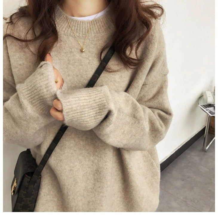 Damen Lässiger Kuschel-Feinstrickpullover mit Stehkragen und verlängerten Bündchen Shop Nory