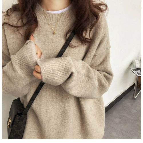 Damen Lässiger Kuschel-Feinstrickpullover mit Stehkragen und verlängerten Bündchen Shop Nory