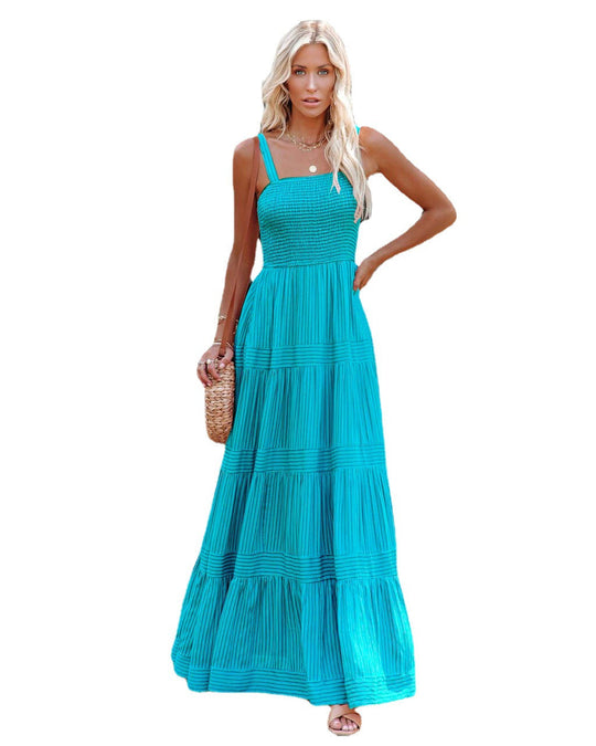 Damen Maxikleid mit leichtem Rüschenstil und elastischem Bustier