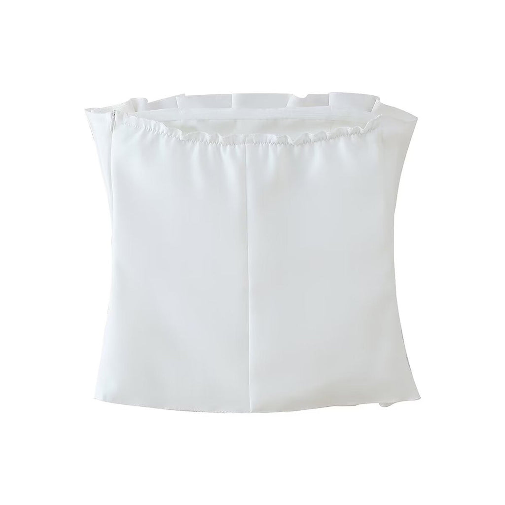 Damen ärmelloses Blusentop mit voluminösem Rüschendesign Shopnory