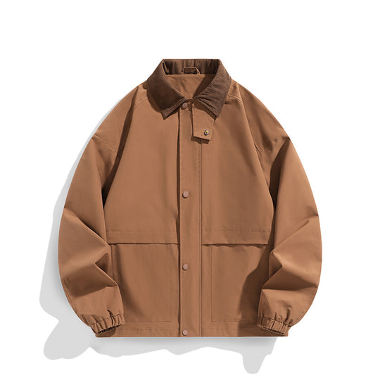 Herren Oversize-Utility-Jacke mit Cordkragen und Druckknopffront Shop Nory