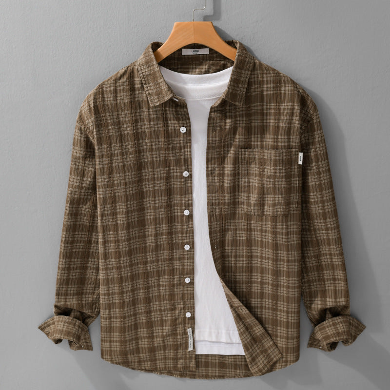 Herren Karierter Baumwoll-Overshirt im Relaxed-Fit mit Brusttasche und Soft‑Touch Shop Nory
