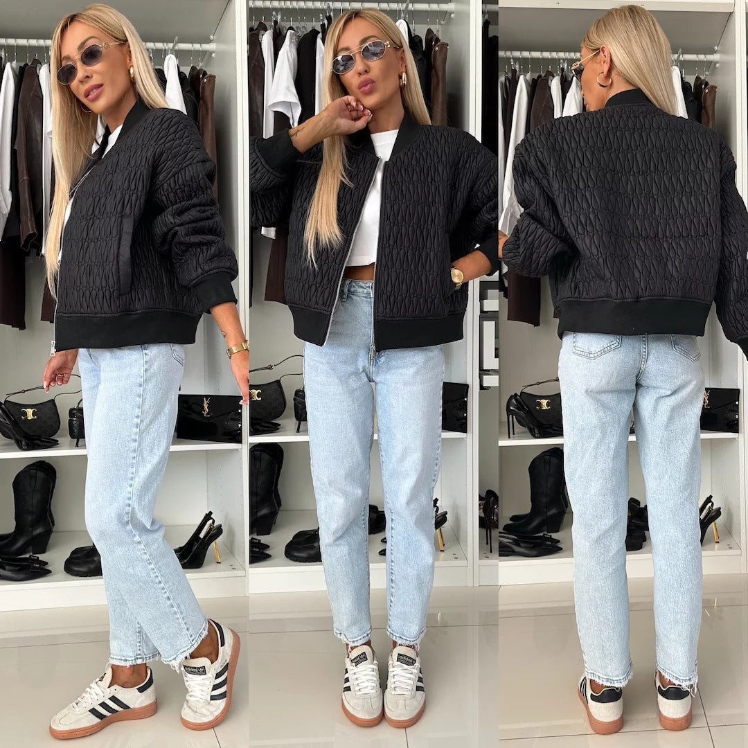 Damen elegante Steppjacke mit voluminösen Ärmeln