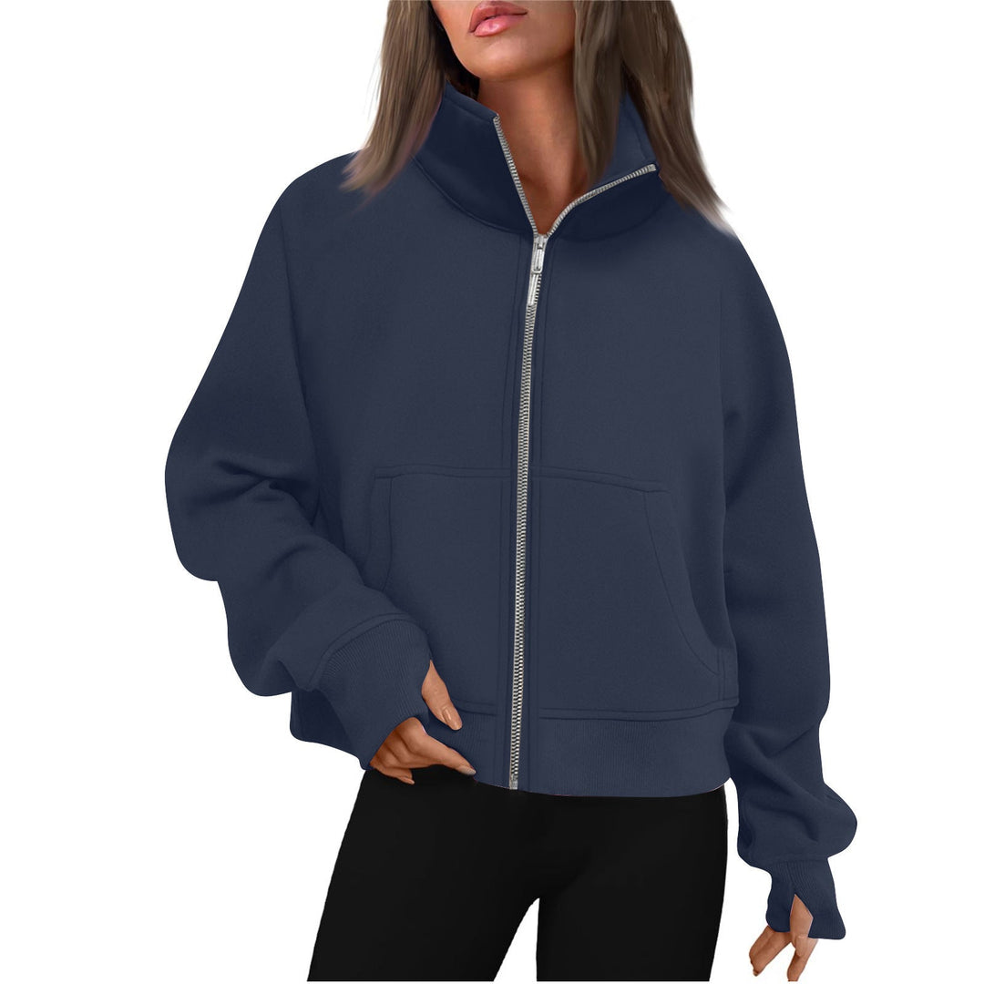 Damen bequeme Sweatjacke mit hohem Kragen