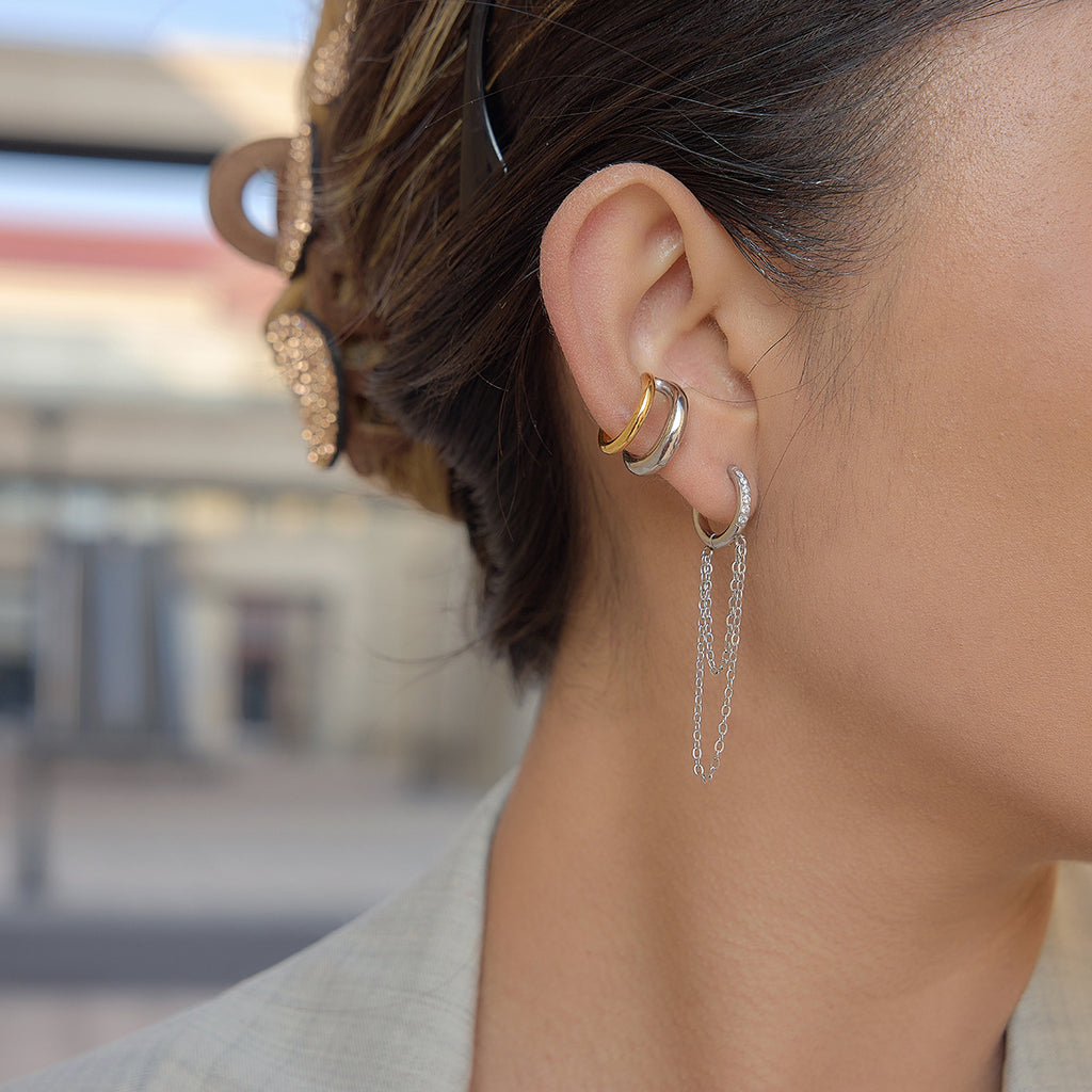 Damen Ohrhänger mit eleganter Kettenverzierung und funkelnden Zirkonia Shop Nory