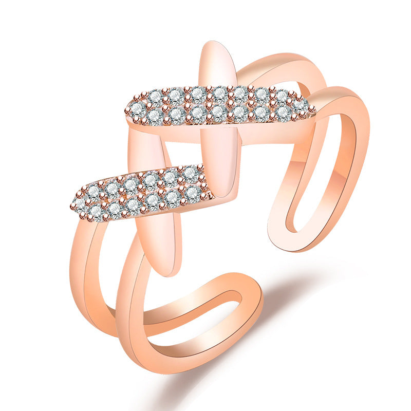 Damen Offener Ring mit funkelnden Zirkonia und kreativem Design Shop Nory