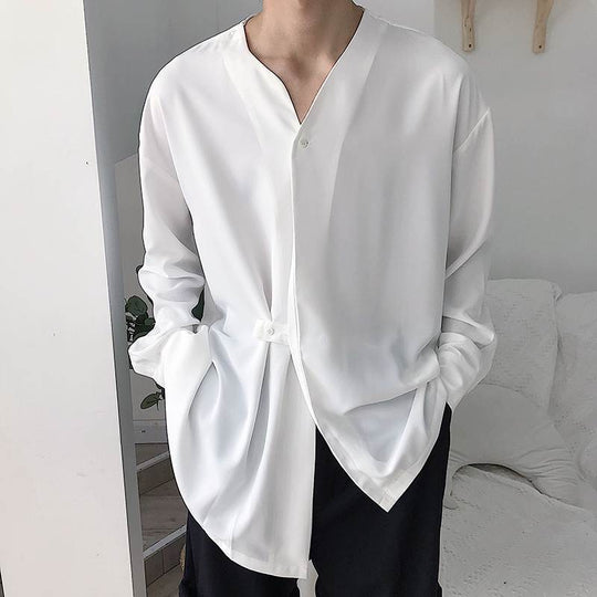 Herren Lässiges Langarmshirt mit innovativem Stehkragen und praktischen Taschen