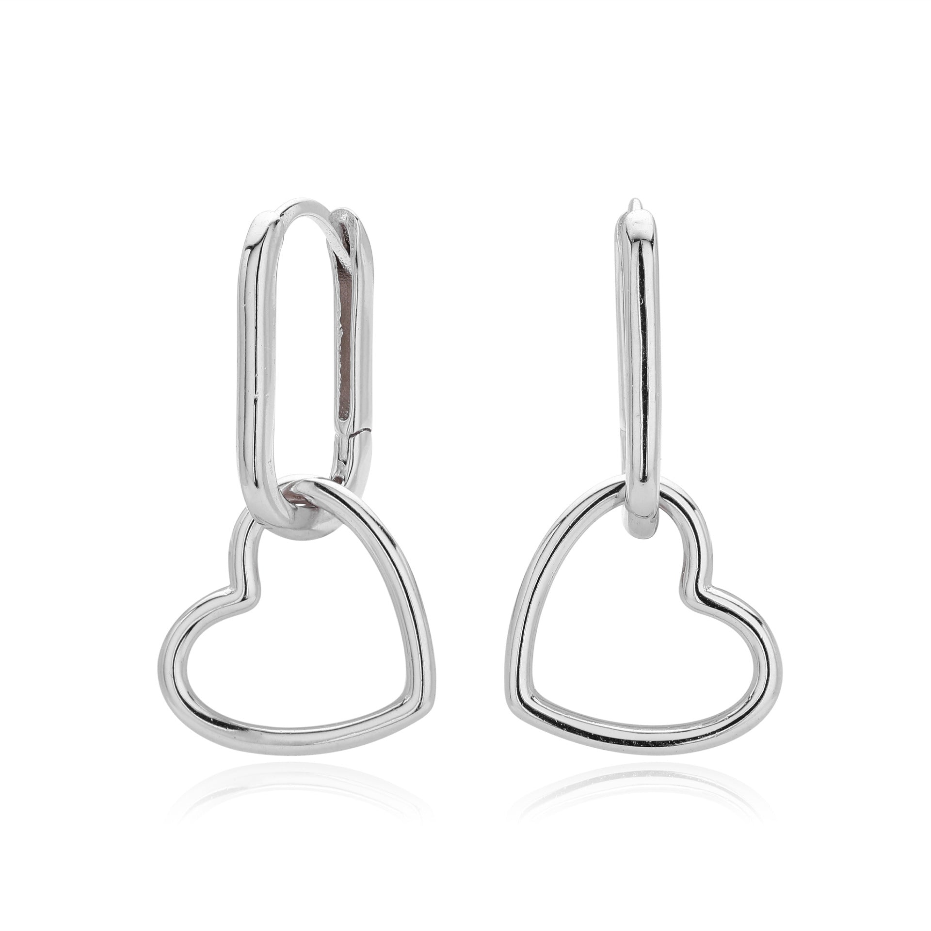 Damen Ohrhänger im modernen Herzdesign aus 925 Sterling Silber Shop Nory
