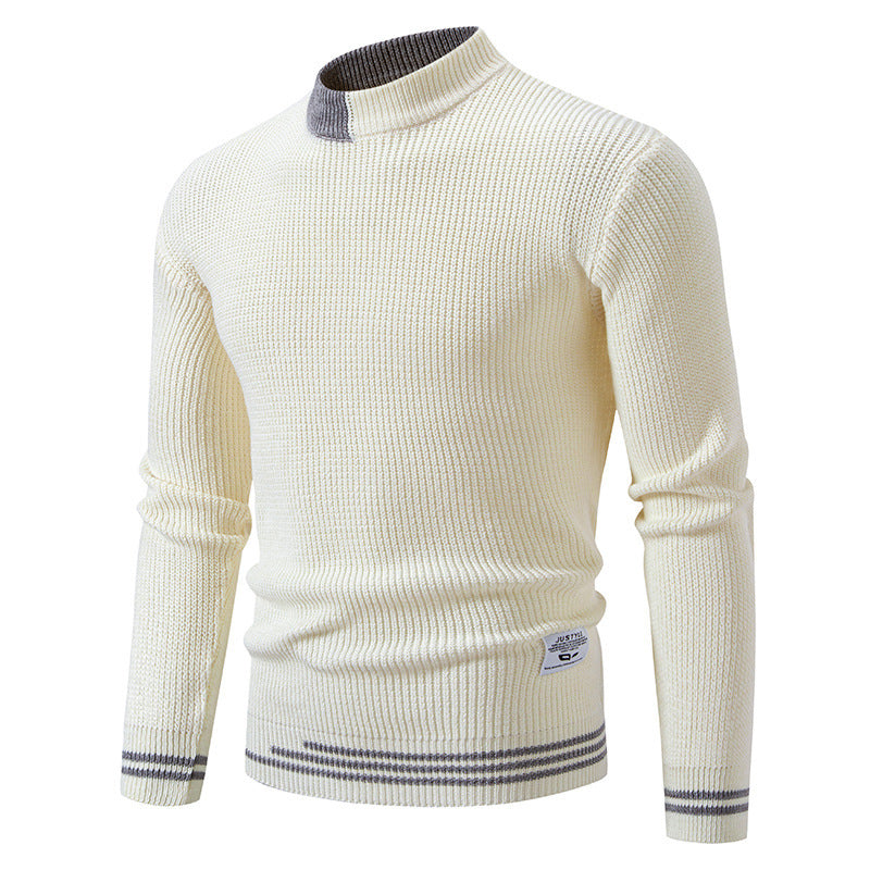Herren gerippter Feinstrickpullover mit Stehkragen und kontrast-Blockdesign Shop Nory