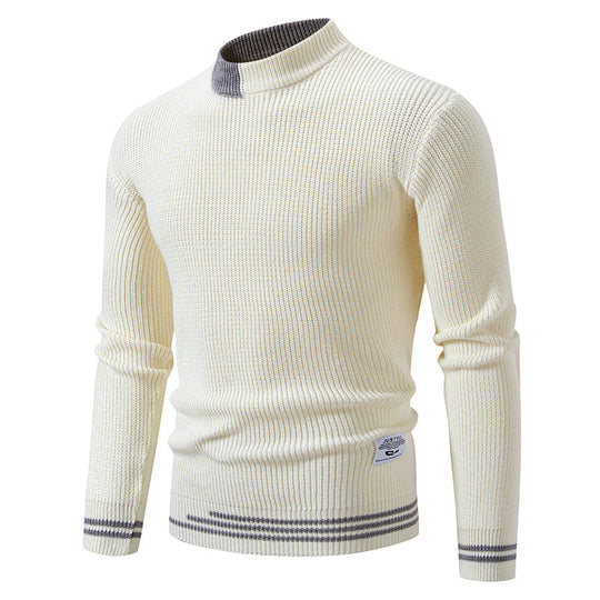 Herren gerippter Feinstrickpullover mit Stehkragen und kontrast-Blockdesign Shop Nory
