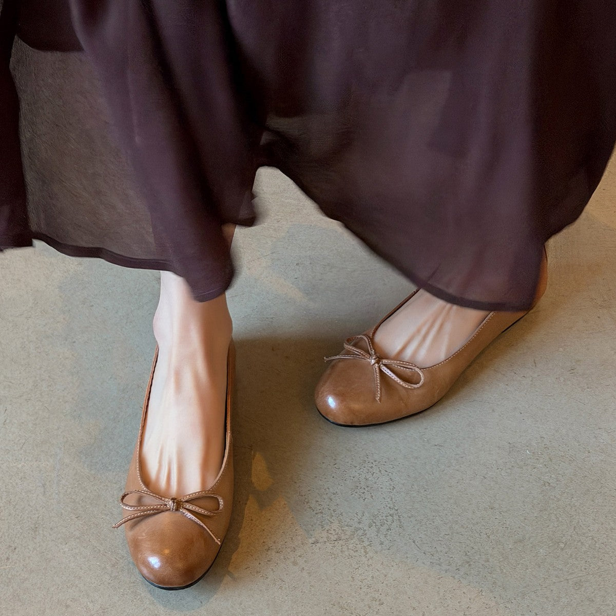 Damen Ballerinas aus hochwertigem Leder mit zierlichem Schleifenakzent