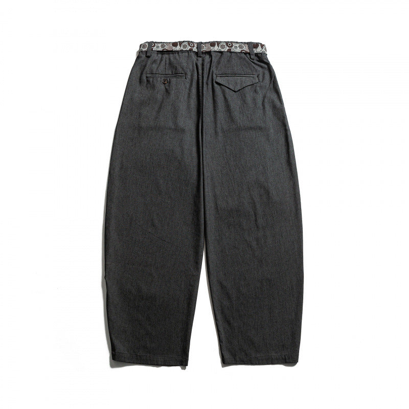 Herren Weite Highwaist Plissée-Hose mit elastischem Bund und bedrucktem Tunnelzug Shop Nory