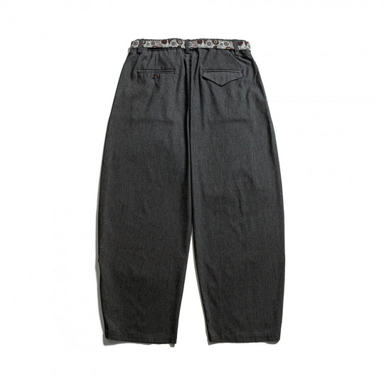 Herren Weite Highwaist Plissée-Hose mit elastischem Bund und bedrucktem Tunnelzug Shop Nory