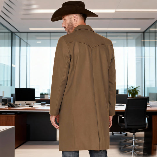 Herren Mantel aus Wollmischung im Westernstil mit Stehkragen und Pattentaschen Shop Nory