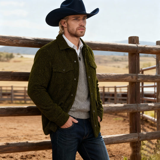 Herren Gerippte Cordjacke mit Pattentaschen und Hemdkragen Shop Nory