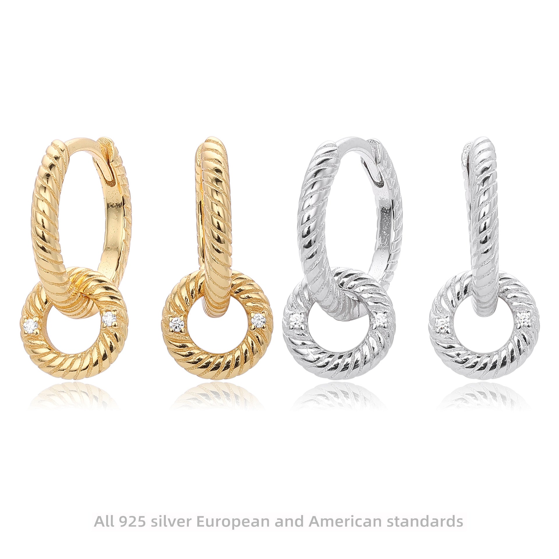 Damen Creolen mit elegantem Ketten- und Zirkon-Design Shop Nory