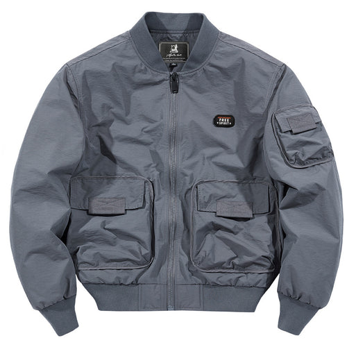 Herren leichter Nylon-Bomber im Utility-Look mit Mehrfachtaschen und Rippbündchen Shop Nory