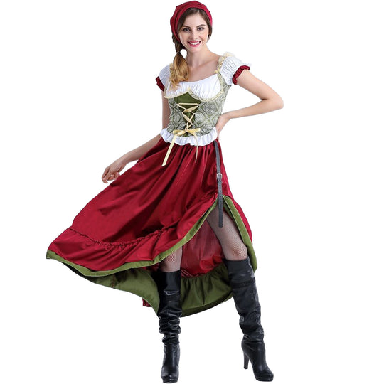 Damen nan authentisches Oktoberfest Madl Kostüm mit Schnürcorsage weiten Trompetenärmeln Shop Nory